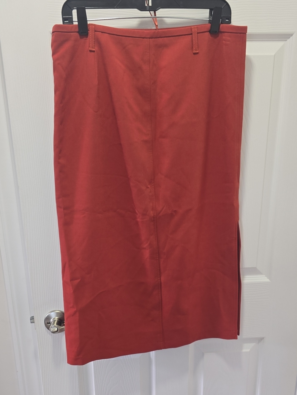 J. Crew Coral-Red Pencil Skirt with Side Slit